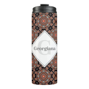 Personalised Safari Sunset Bohemian Mandala Tiles Thermal Tumbler
