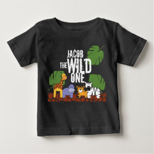 Personalised Safari WILD ONE 1st Birthday Baby T-Shirt