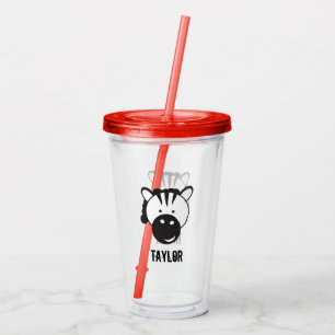 Personalised Safari Zebra Illustration birthday Acrylic Tumbler