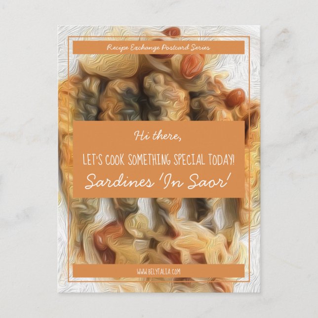 Personalised Saffron White Script Recipe Exchange Postcard (Front)