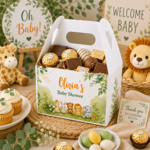 Personalised Sage Botanical Jungle Baby Shower Favour Box