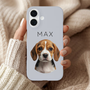Personalised Sage Dog Photo & Name iPhone 16 Case