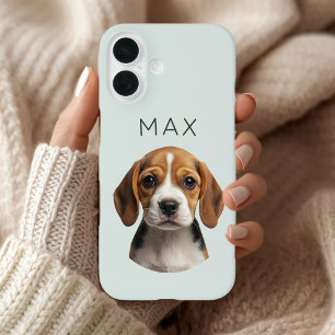 Personalised Sage Dog Photo & Name iPhone 16 Case