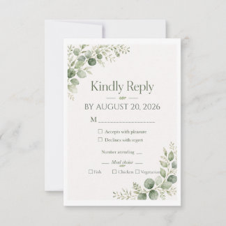 Personalised Sage Eucalyptus RSVP Card