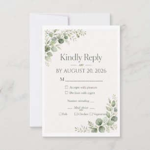 Personalised Sage Eucalyptus RSVP Card