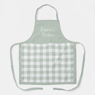 Personalised Sage Gingham Apron
