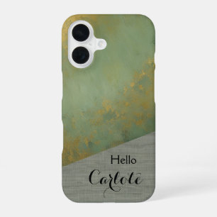 Personalised Sage Gold Phone Case Custom Text