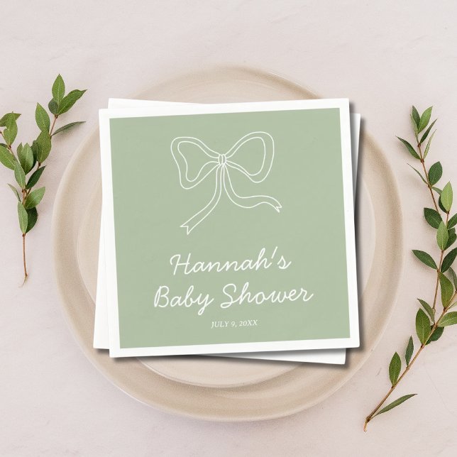 Personalised Sage Green Baby Shower Napkins (Personalized Sage Green Baby Shower Napkins)