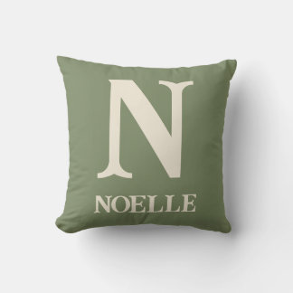 Personalised Sage Green Boho Safari Nursery Monogr Cushion