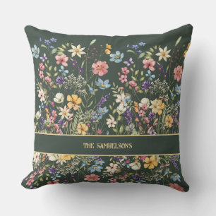 Personalised Sage Green Botanical Cushion