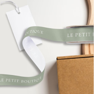 Personalised Sage Green Business Name Satin Ribbon