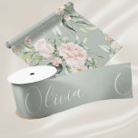 Personalised Sage Green Elegant Name Satin Ribbon<br><div class="desc">Elegant sage green personalised gift wrapping ribbon. Perfect for a special birthday party.</div>
