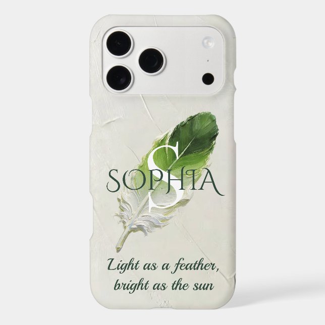 Personalised Sage Green Feather Initial (Back)