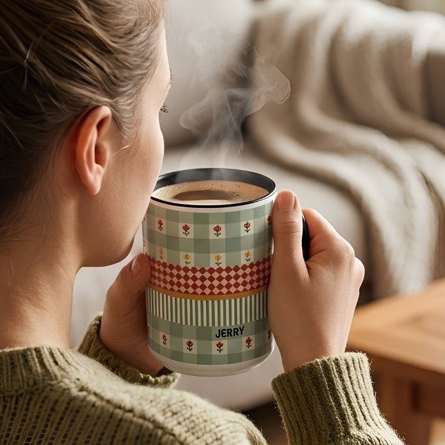 Personalised Sage Green Floral Name Mug (Creator Uploaded)