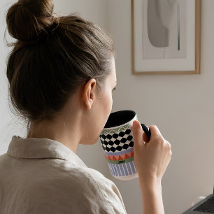 Personalised sage green geometric pattern mug