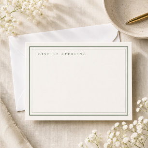 Personalised Sage Green Ivory Double Border Card