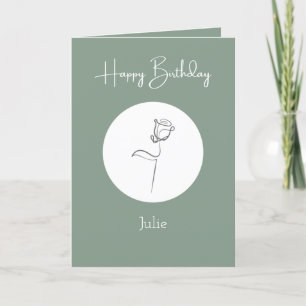 Personalised sage green minimalist birthday card