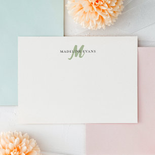 Personalised Sage Green Monogram Custom Name Card
