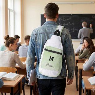 Personalised Sage Green Monogram Sling Bag
