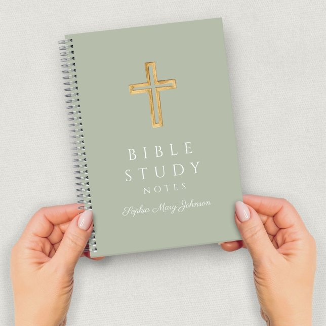 Personalised Sage Green Religious Cross Notebook (Personalized Sage Green Religious Cross Notebook)