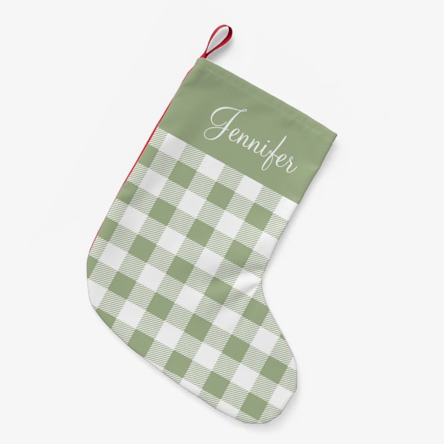 Personalised Sage Green Small Christmas Stocking (Front (Hanging))
