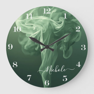 Personalised Sage Green Smoke Large Clock