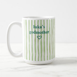 Personalised Sage Green Striped Godmother Coffee Mug