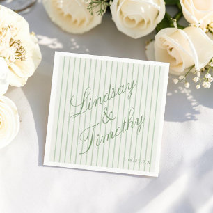 Personalised Sage Green Wedding Napkins