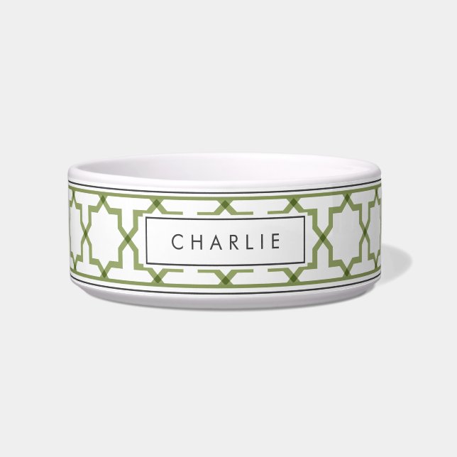 Personalised Sage Green & White Star Pattern Bowl (Front)
