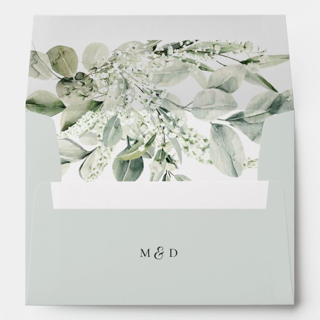 Personalised Sage Greenery Eucalyptus Wedding Envelope (Back (Bottom))