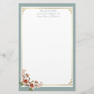 Personalised Sage Magnolia Stationery