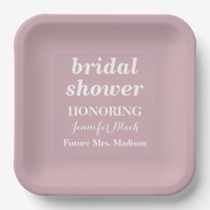 Personalised Sage pink Wedding Bridal Shower Paper Plate