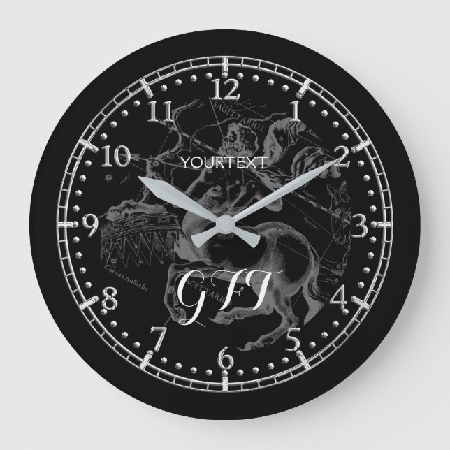 Personalised Sagittarius Constellation Zodiac Large Clock (Front)