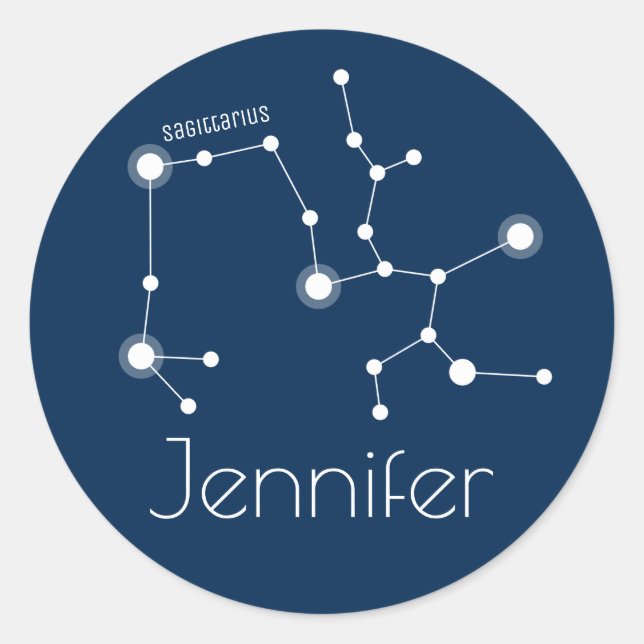 Personalised Sagittarius Zodiac Constellation Classic Round Sticker (Front)