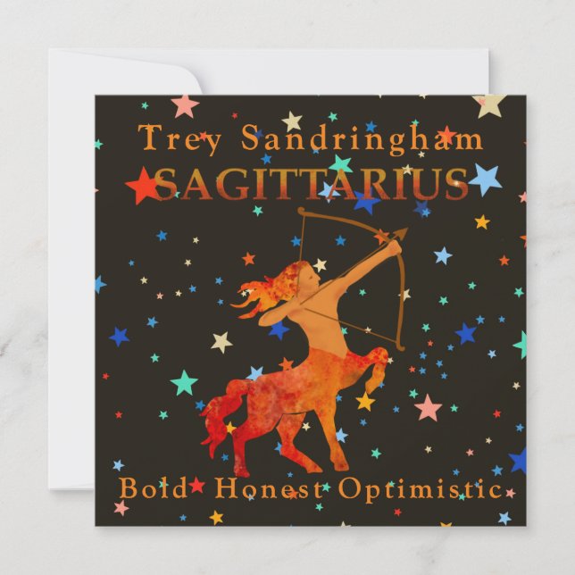 Personalised Sagittarius Zodiac Flat Card (Front)