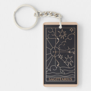 Personalised Sagittarius Zodiac Sign Abstract Art  Key Ring