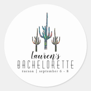 Personalised Saguaro Cactus Bachelorette Classic Round Sticker