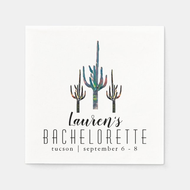 Personalised Saguaro Cactus Bachelorette Napkin (Front)