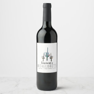 Personalised Saguaro Cactus Bachelorette Wine Label