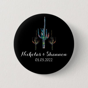 Personalised Saguaro Cactus Wedding 6 Cm Round Badge
