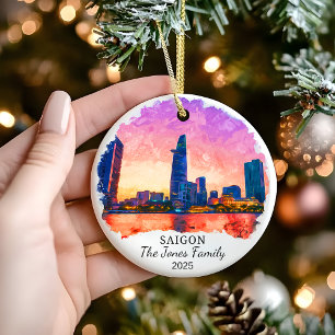 Personalised Saigon Ornament, Vietnam Gift Ceramic Ornament