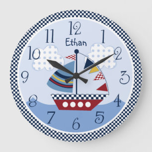 Personalised "Sail Away/Nautical/Boats Baby Clock