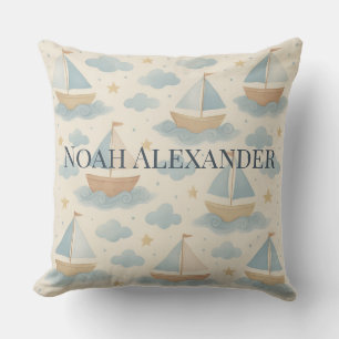 Personalised Sailboat Nursery Pillow