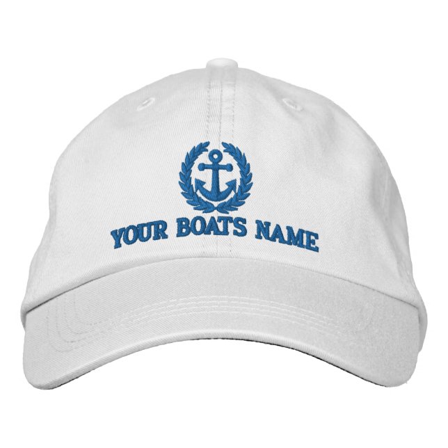Personalised sailing boat captains embroidered hat (Front)