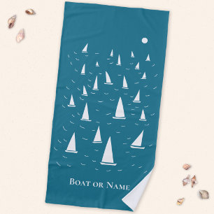 Personalised Sailing Boat Nautical Beach Towel