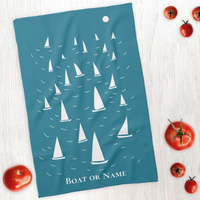 Personalised Sailing Boat Nautical Tea Towel (Creator Uploaded)