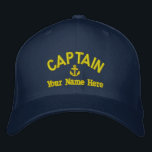 Personalised sailing captains embroidered hat<br><div class="desc">Personalise this nautical themed sailing captains cap with an embroidered anchor motif with your sail or motor boats name, or change the text for another crew member. Click customise to adjust the text size, colour or style of embroidery font to match other colour of the hat. Visit the CUSTOMTHREADS STORE...</div>