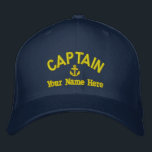 Personalised sailing captains embroidered hat<br><div class="desc">Personalise this nautical themed sailing captains cap with an embroidered anchor motif with your sail or motor boats name, or change the text for another crew member. Click customise to adjust the text size, colour or style of embroidery font to match other colour of the hat. Visit the CUSTOMTHREADS STORE...</div>