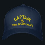 Personalised sailing captains embroidered hat<br><div class="desc">Easily personalise this nautical themed sailing captains cap with an anchor motif with your sail or motor boats name, or change the text for another crew member. Click customise to adjust the text size, colour or style of embroidery font to match other colour of the hat. Visit the CUSTOMTHREADS STORE...</div>