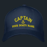 Personalised sailing captains embroidered hat<br><div class="desc">Easily personalise this nautical themed sailing captains cap with an anchor motif with your sail or motor boats name, or change the text for another crew member. Click customise to adjust the text size, colour or style of embroidery font to match other colour of the hat. Visit the CUSTOMTHREADS STORE...</div>